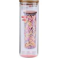 alpina Glasgefäß mit Deckel - 1650 ML - spülmaschinenfest - Borosilikatglas und Akazienholz – Bild 2