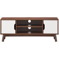 TV-Möbel im Industriestil für TV-Schränke bis 127 cm Modernes multifunktionales Aufbewahrungsmöbel aus Holz mit offenem Regal (Weiß) – Bild 2