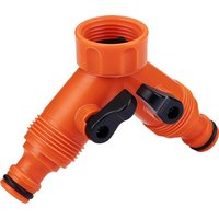 BLACK+DECKER Double Tap Fitting Gartenschlauch - Gartenschlauchkupplung - 3/4" Wasserhahnanschlüsse - Integrierter Wasserstopp - Regulierung des Wasserflusses - Kunststoff - Orange/Schwarz – Bild 2