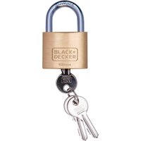 BLACK+DECKER Vorhängeschloss mit Schlüssel - 60mm - Inkl. 3 Schlüssel - Massivmessingschloss – Bild 2