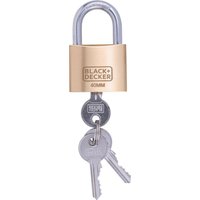 BLACK+DECKER Vorhängeschloss mit Schlüssel - 40mm - Inkl. 3 Schlüssel - Massivmessingschloss – Bild 2