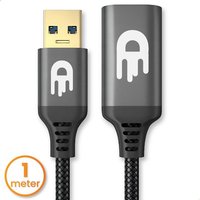 Drivv. Premium USB-Verlängerungskabel 3.0 - Stecker zu Buchse - USB-Datenkabel - schnelle Übertragung - 5Gbps - Nylon - 1 Meter - Schwarz – Bild 2