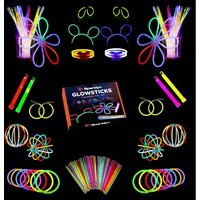 Sparklyn XXL Glow in the Dark Stick Set - 380 Stück Glowsticks mit Zubehör - Breaking Sticks - Neon Party – Bild 2