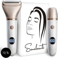 2-in-1 Ladyshave mit Display - Gesicht - Achseln - Beine - Bikinizone - Sansbeauté® - Rasierer Damen - Gesichtshaarentfernung Damen - Trimmer Damen - Ladyshaves Bikini - USB Wiederaufladbar – Bild 2