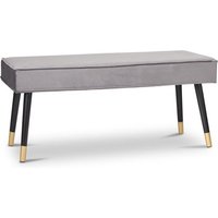 LIFA LIVING Flurbank Barcelona - Grau & Gold - Modern - Samt & Holz - 101 x 42 x 45 cm – Bild 2