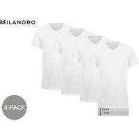 Milanoro 4er-Pack T-Shirt extra lang - Rundhalsausschnitt - Weiß S – Bild 2