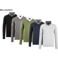 Milanoro - Herren Pullover mit Hemdkragen - Olivgrün - XXL – Bild 2