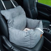 By Cee Cee Autositz Hund - Premium Auto Korb Hund - Hundekorb Auto mit Sicherheitsgurt - Hundesitz - Autositz - Grau – Bild 2