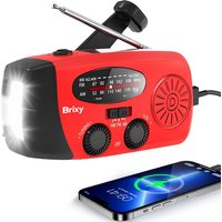 Brixy Emergency Radio - Radio mit Batterie für Notfälle - Aufziehbar - Solar - Taschenlampe - Powerbank - Rot – Bild 2
