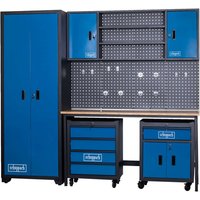 Werkstatt Komplett Set GWS08 Scheppach - 8-tlg. Werkstatt Modulsystem mit 2x Werkstattwagen Werkstattschrank Werkzeugwand & Werkbank | 2360x500x2050mm – Bild 2