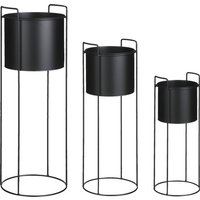 Mica Decorations Favani Blumentopf auf Ständer - 3er-Set - H80 x Ø28 cm - Metall - Schwarz – Bild 2
