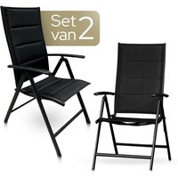 O'DADDY® Gartenstühle 2er Set - Gartenstuhl Verstellbar - Klappbares Design - Klappstuhl - Campingstuhl - 7 Ständer - Aluminium & Textil - Schwarz – Bild 2