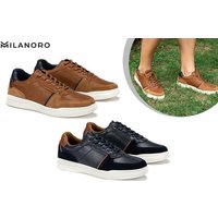 Milanoro - Stylische Herren-Turnschuhe aus Leder - Cognac - Größe 41 – Bild 2