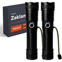 Taschenlampe LED wiederaufladbar - 2 Stück - inkl. Batterien - Für Kinder und Erwachsene - Wasserdicht - Mini Militär Taschenlampen - 1500 Lumen - Proskill – Bild 2