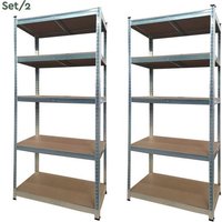 BRASQ Regalschrank - 2er Set - Metall-Lagerregal - Speisekammer - Wandschrank - Lagerregal 180x90x40 - 5 Lagen - 175 KG pro Fachboden - max 875 KG – Bild 2