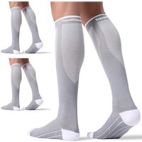 Travelhawk Compression Socks Grey - 3 Stück - Laufsocken - Premium Compression Socks - Laufsocken - Feuchtigkeitstransport - Skisocken - Verletzungen & Muskelkater vorbeugen - L/XL – Bild 2