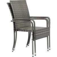 Juskys 2er Set Gartenstühle Yoro - Polyrotan - 56 x 60 x 90 cm - Spotted Grey – Bild 2