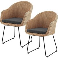 Juskys - Gartenstühle Cody - 2 Stück - inkl. Kissen - braun/schwarz – Bild 2